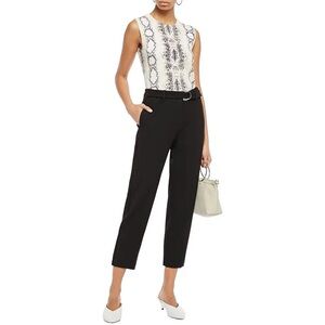 Maje - Palmy Cropped Belted Crepe Tapered Pants - Black
